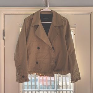 Trendy Cropped Trench Coat with Ruffles